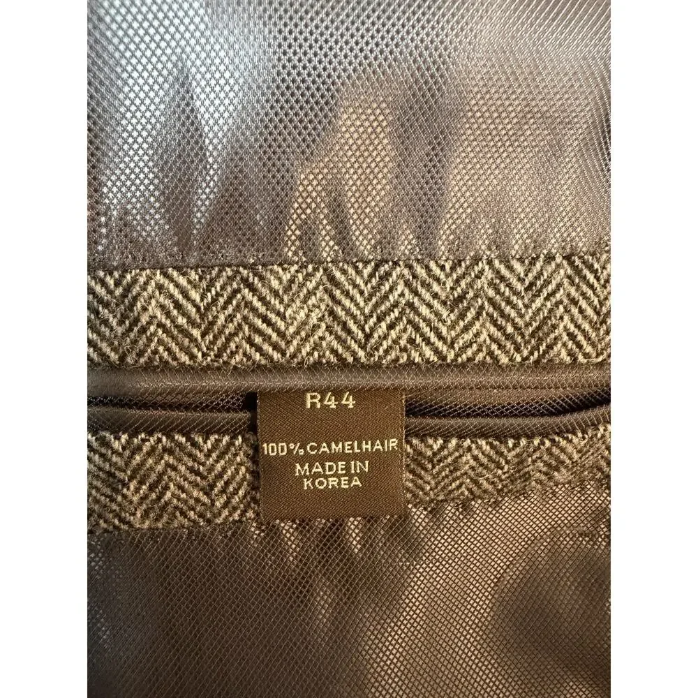 Tasso Elba 100% Camel Hair Sport Coat Blazer Gray Herringbone Men’s 44R 2 Btn